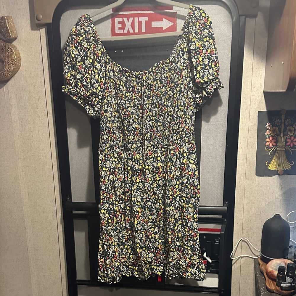 Amazon Floral Mini Dress - Black and Yellow